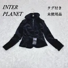 タグ付き✨インタープラネット フード付き ベロアテーラードジャケット ブラック