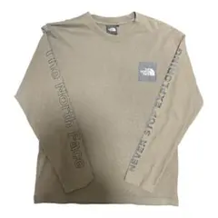 THE NORTH FACE 袖ロゴ バックプリント ロンT カーキ L