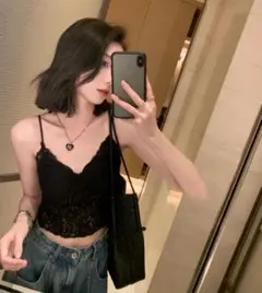 総レース チューブトップ  ブラトップ 黒　ブラック　キャミソール フリーサイズ