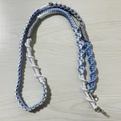 パラコードショルダーストラップ ライトブルー×シルバー×ホワイト