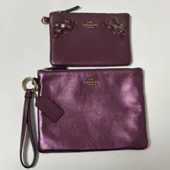 COACH パープル レザー ポーチ 2点セット