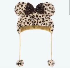 ディズニー ファンキャップ ヒョウ柄 茶 ミニー
