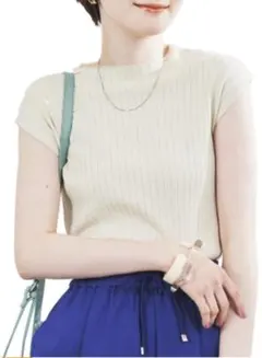 コーエン　リブハイネックフレンチスリーブニット