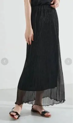 earth music & ecology ブラックプリーツロングスカート