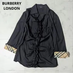 【美品 40】バーバリーロンドン ブラウス ノバチェック ネイビー