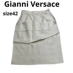 90s Gianni Versace リネン　ベージュ タイトスカート ひざ丈のサムネイル