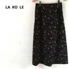 LA KO LE　フレアスカート　フラワープリント　エレガント　ウエストゴム