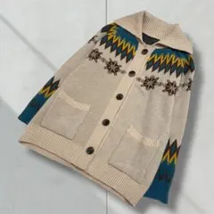 2933【一点物】ニットカーディガン　ジャケット　ボタン　古着　ヴィンテージ