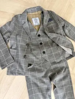 フォーマルスーツ グレーチェック 3点セット　入学式卒園　スリーピース 120㎝