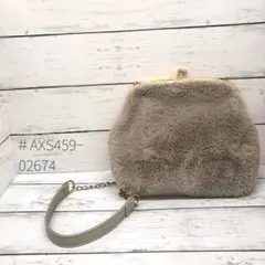 HeatherファーショルダーBAG がま口　ライトグレー
