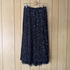 ドット柄　プリーツスカート　チュールスカート