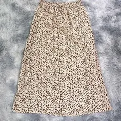 【F】ロングスカート　レオパード柄　ベージュ　レディース　薄手　フリーサイズ