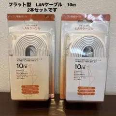 フラットタイプ LANケーブル 10m カテゴリ6×2本セット