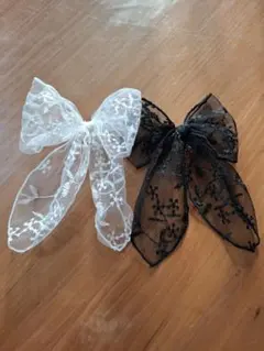 レースリボン　ヘアクリップセット