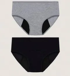 サニタリーショーツ 2枚組 吸水ショーツ 生理ショーツ ブラック グレー