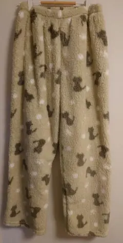 猫柄モコモコ ボア ルームパンツ パジャマ 大きめ オーバーサイズ冷え性