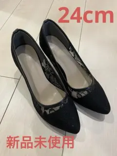【新品未使用】レースハイヒールパンプス-black-