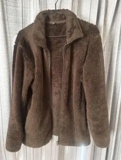 ブラウン 茶　フリースジャケット　フルジップ