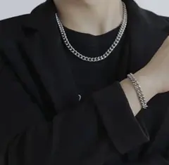 チェーン セット ネックレス ブレスレット シルバー 細め メンズ