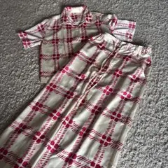 UNIQLO byMARNIアイボリーとピンクのチェックセットアップ