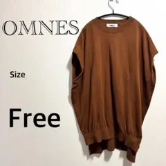 オムネス ブラウン ノースリーブ トップス Free