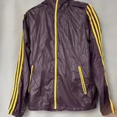 adidas フルジップ ナイロンジャケット 紫/黄色