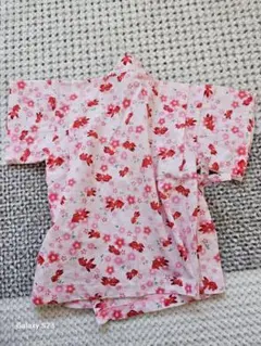 金魚と花柄のピンク甚平 95cm未満