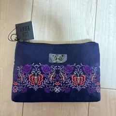 ANNA SUI ポーチ 蝶 バラ 刺繍 ネイビーのサムネイル