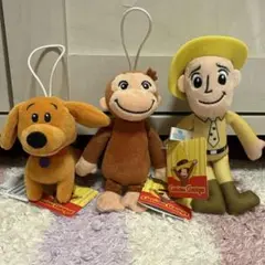 おさるのジョージ　ぬいぐるみストラップ　3種セット