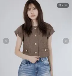 【新品未開封】即購入⭕️SENEE ツイードバルーンスリーブジャケット ブラウン