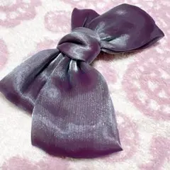 【未使用】パープルサテンリボンヘアアクセサリー