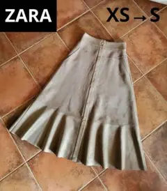 美品！ZARAフェイクレザー　スウェード　ロングフレアスカート　フレアスカート