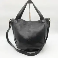 イルビゾンテ　トートバッグ　2way ロゴ刻印　レザー　ブラック　イタリア製