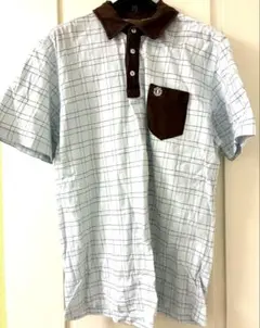 ELEMENTチェック柄ポロシャツ 水色 茶色