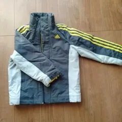 adidas 中綿コート 130サイズ グレー/ホワイト/イエロー