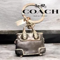 希少 COACH コーチ ミニバッグチャーム キーホルダー エナメル ブラック
