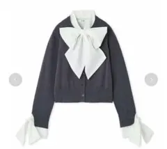 snidel ボウタイドッキングニットプルオーバー グレー リボン