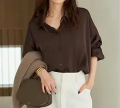 プラージュ　Plage　dull satin dolman ブラウス　ブラウンのサムネイル