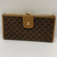CELINE セリーヌ 長財布 がま口 マカダム柄 ブラウン レディース