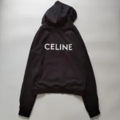 セリーヌ バックロゴ スウェットパーカー フーディ ブラック メンズ レディースのサムネイル
