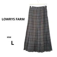 LOWRYS FARM◆チェックプリーツマキシスカート◆グレー系◆L