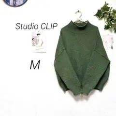 8340-1 スタディオクリップ ハイネックニット セーター M 無地