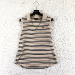Y2K✨ バーバリーロンドン ノースリーブ ポロシャツ ストライプ ホースロゴ