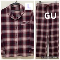 GU レディース　フランネル　パジャマ　チェック　上下セット　Ｌ