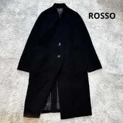 ROSSO ロッソ　アーバンリサーチ　ノーカラーコート　カシミヤ混　Vネック　黒