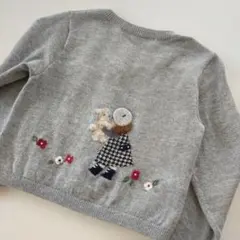 美品★90cm familiar ファミリア グレー 女の子 ニットカーディガン