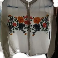 Emsexcite 花柄刺繍 長袖ブラウス