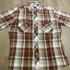 ビンテージ KENNINGTON 半袖シャツ M ブラウン系チェック