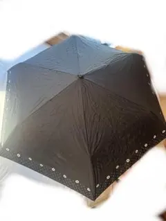 黒の花柄折りたたみ日傘　遮熱遮光　紫外線遮蔽率99%