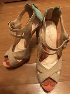 R&E カラフルオープントゥパンプス